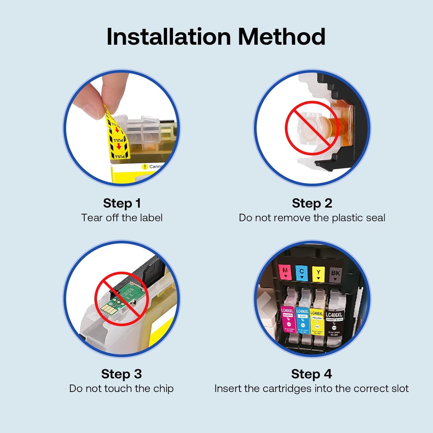 LC406XL Black Ink Cartridges Compatible for Brother LC406XL LC406 High Yield Work with Brother MFC-J4535DW MFC-J4335DW MFC-J5855DW MFC-J6555DW MFC-J6955DW Printer(2 Pack)
